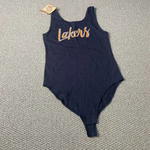 U-Trau Womens Bodysuit Large Blue Sleeveless Lakers One-Piece‎ Scoop Neck USA